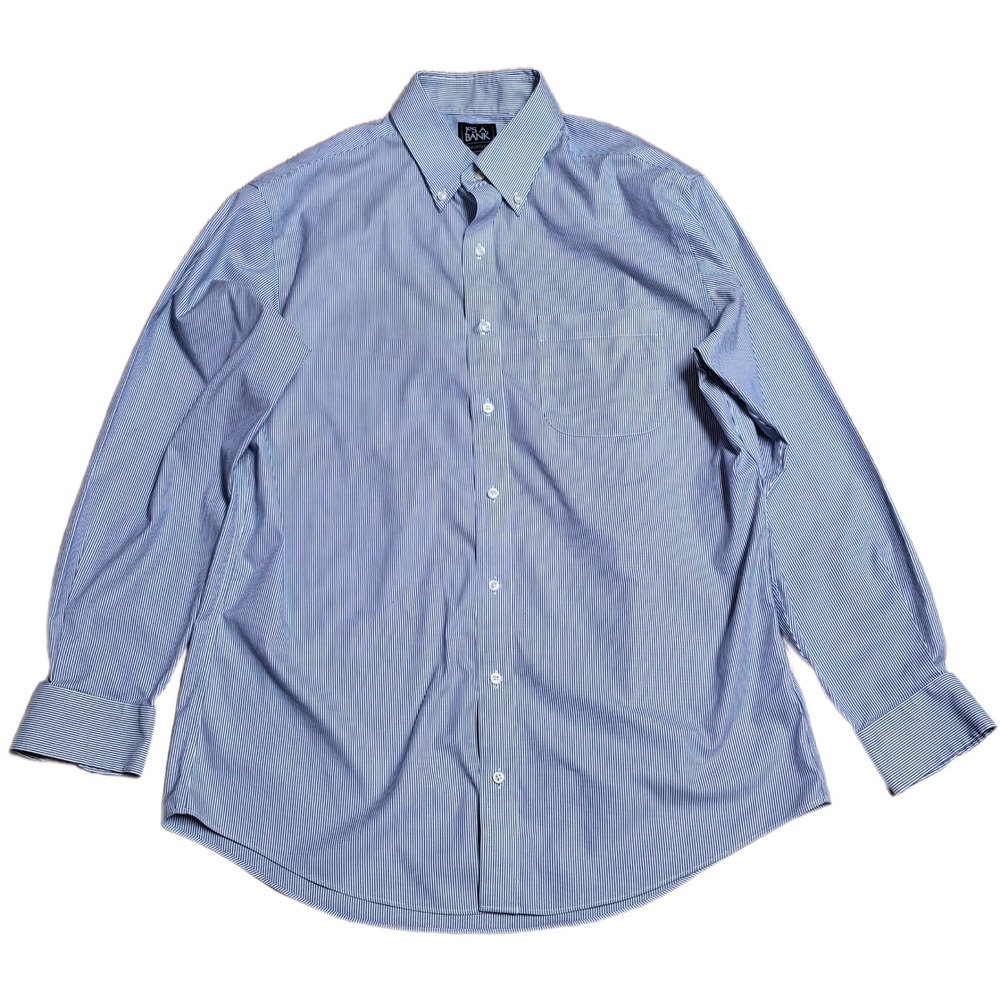 Jos. A. Bank Traveler Slim Fit Shirt Men Size 16.5-33 Blue Stripe Button Down